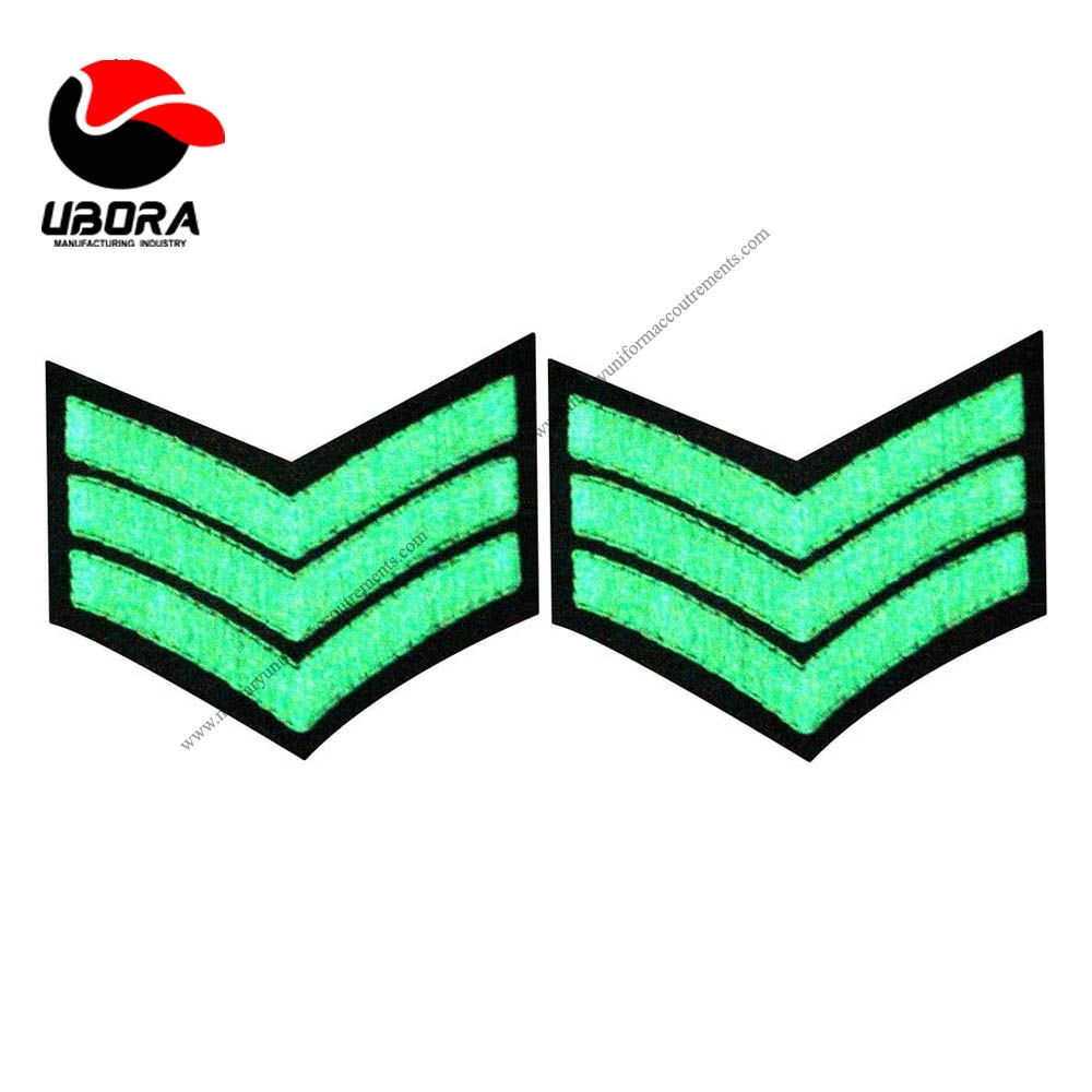 Glow in Dark Chevrons Sergeant Stripes US Embroidered Arms Iron On Sew On CUSTOMIZED